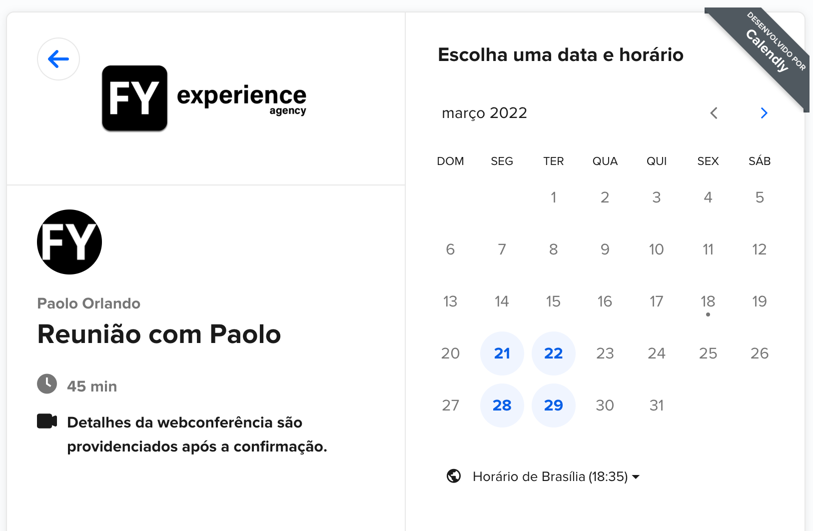 Agenda de reunião AgenciaFY